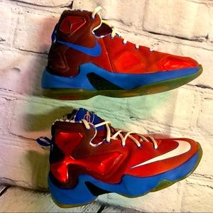 Nike Lebron 13 Xiii Gs Mini Hoop 808709-614 Bright Crimson Red Blue 6y